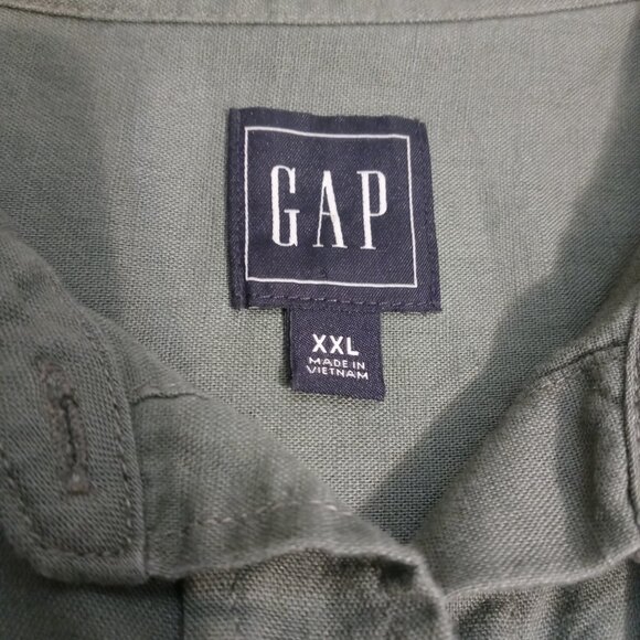 GAP linen blend sleeveless maxi shirt dress in mesculen green (XXL) - Picture 6 of 9